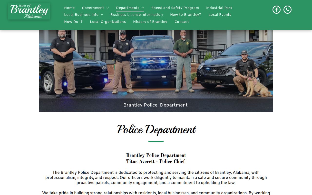 Official Brantley Police Department contact for recent arrest records